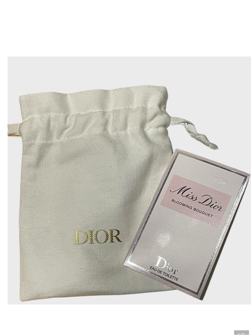Dior Drawstring Beauty Pouch with Miss Dior Blooming Bouquet Sample NWT